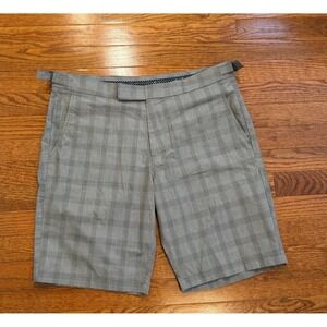 Bonobos Golf Shorts Mens 32 Gray Plaid Side Adjusters Performance Casual Summer